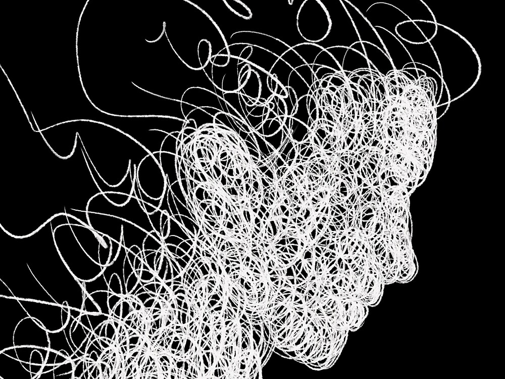 Profil eines Kopfes aus Linien