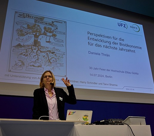 Professorin Thrän beim Plenarvortrag